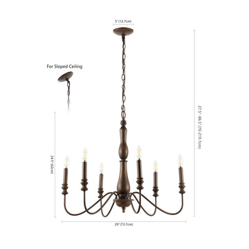 Victoria 29" Rustic Midcentury Iron LED Chandelier - JONATHAN Y